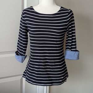 ⭐5/$15⭐ Striped Chambray Cuff Tee